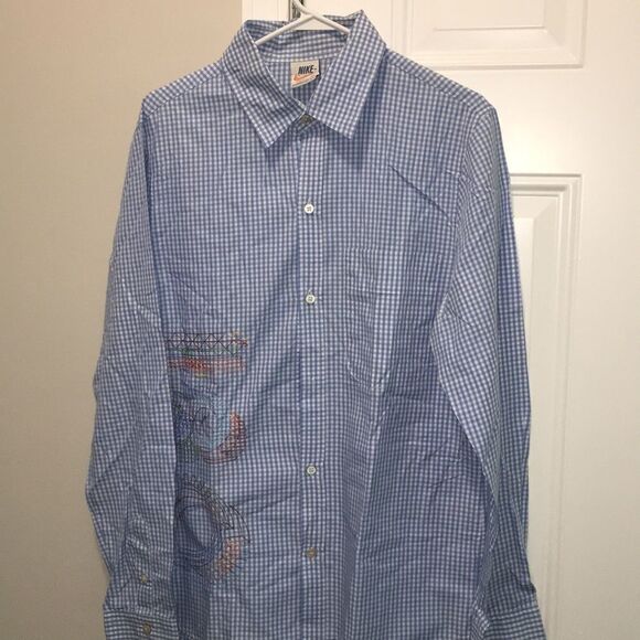 Vintage Nike Bicycle Cycling Shirt Blue check top - Picture 1 of 5